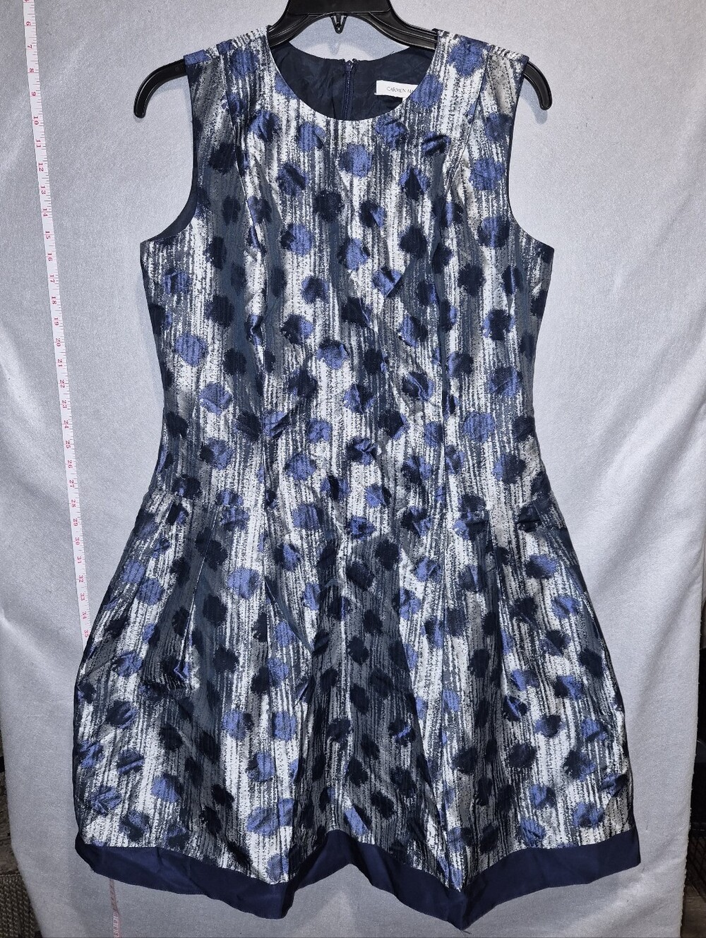 Carmen Marc Valvo Size 16 Jacquard Fit & Flare Dress